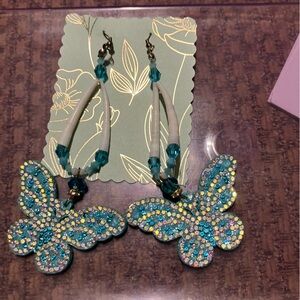 Butterfly and Beaded Earrings Set